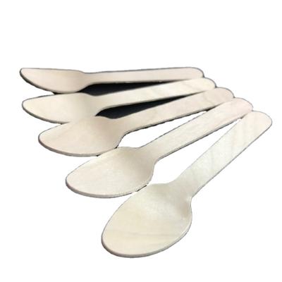 China Disposable BSCI Certified Wooden Spoon Porcelain Birch Wood Disposable Cutlery for sale