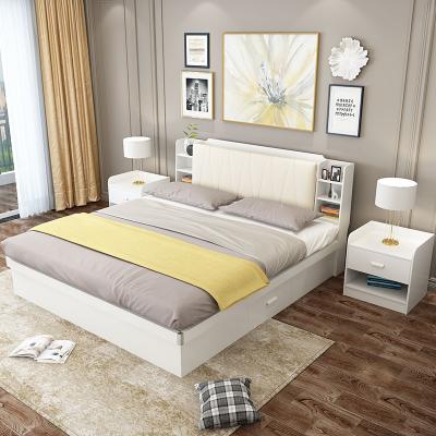 China Hot Selling High Gloss Storage Queen Size Bedroom Furniture Set Features Soft Headboard Storage Bedroom for sale