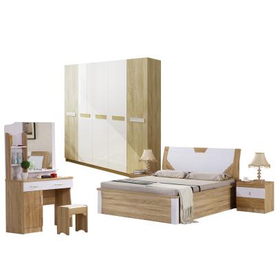 China High Gloss Home Storage Furniture 6 Door Wardrobe Design Modern Large Bedroom With Dressing Table 1.8m Bed With Tables for sale