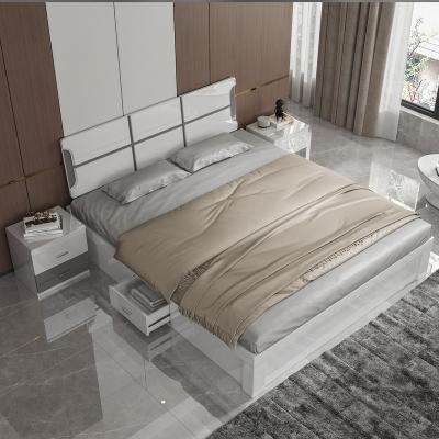 China Tall Storage New Arrival Bedroom Furniture Set 1800 Mm Hi-Gloss Storage Bed Set Furniture Hotel Wood Bedroom for sale