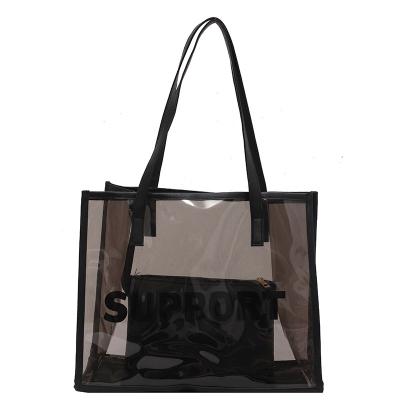 China Other 2023 Factory Wholesale Clear Transparent Large-capacity Female 2023 New Jelly Shoulder Temperament Tote Bag for sale