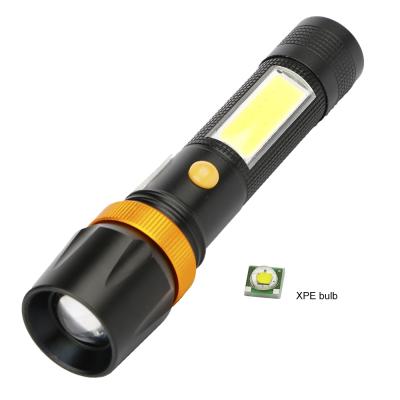 China Camping High Bright LED With Powerful Torch Rechargeable COB Flashlight Tactical Led Flashlight for sale