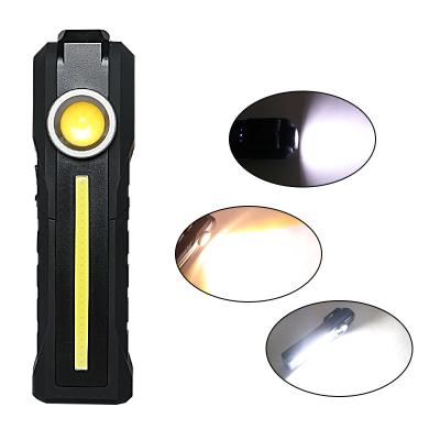 China Hot Selling Convenient Amazon ASB COB Work Plastic Flashlight With Magnet USB Rechargeable Work Light For Outdoor for sale