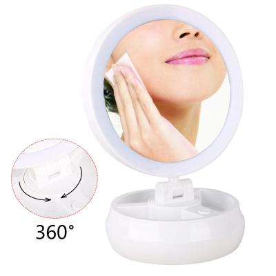 China 10X Magnifying 10X Magnifying Makeup Mirror With LED Lights Double Sided Rechargeable Lighted Foldable Cosmetic Mirror For Home Tabletop Bathroom for sale