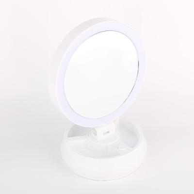 China Modern Lighted Vanity 360 Degree Rotation 10x Magnifying Led Light Makeup Mirror for sale