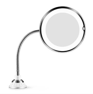 China 10X Flexible Gooseneck Lighted Magnifying Make Up Mirror With LED Light Bathroom Makeup Mirror Light for sale