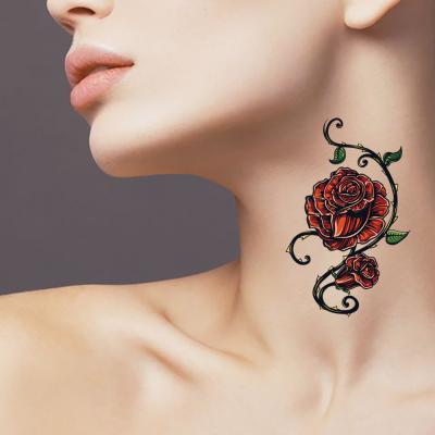 China New temporary tattoo waterproof women during scar personality sexy web celebrity rose water black and white paste for sale