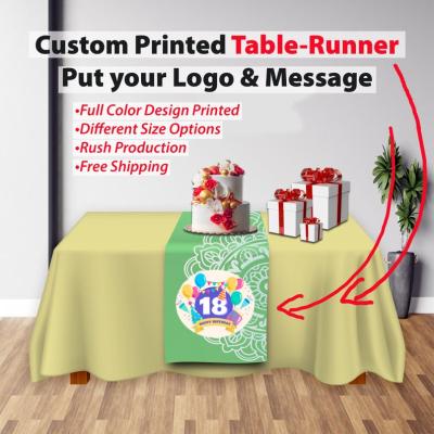 China Personalized Custom Home Tablecloth Full Color Printing Table Runner with Logo-Message for Trade and Craft Shows, Wedding, Vendor Events for sale