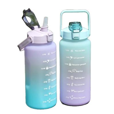 China Large Capacity Half Gallon Sustainable Gradient Colors Food Grade Plastic Water Bottle With Handle for sale