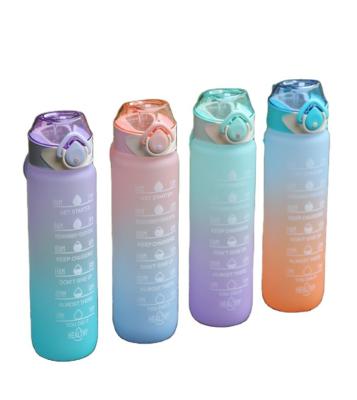 China Factory Supply 32oz Cheap Sustainable Water Bottles Upright Gradient Colors Time Marker Plastic Cups for sale