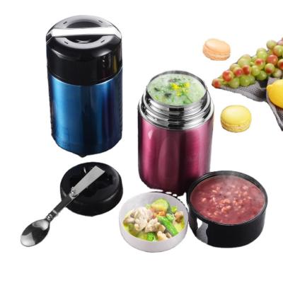 China Portable Freshness Storage Large Capacity 1 Liter Lunch Box Food Container Wall Double Handle Braised Pot Stainless Steel Food Pot for sale