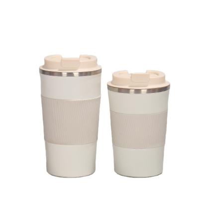 China Factory Price Wholesale PORTABLE Hot Silicone 510ml Double Wall Stainless Steel Thermal Coffee Mugs With Lid for sale