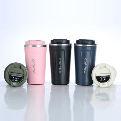 China New Technology LED Temperature Display Dual Wall PORTABLE Smart Smart Stainless Steel Travel Thermal Coffee Mugs for sale