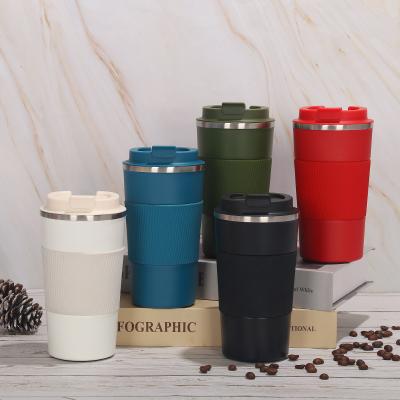 China PORTABLE Custom Cups Logo Drinking Water Bottles Press Lids 18 8 Stainless Steel Vacuum Wall Double Thermal Coffee Mugs for sale