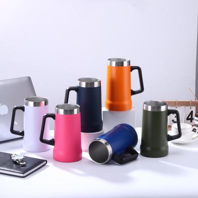 China Large capacity PORTABLE stainless steel beer mugs with handles available in a variety of colors for sale