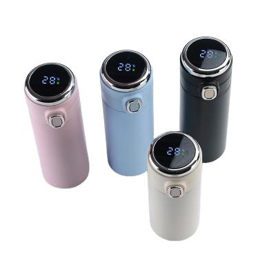 China 2022 NEW PORTABLE Single Solid Color LED Temperature Display Stainless Steel Bottle With Bounce Switch for sale