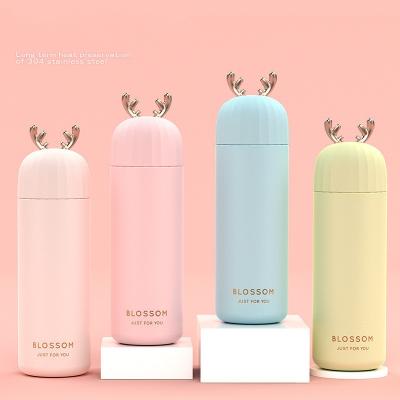 China PORTABLE Cute Deer Lid Cute Lid Water Bottle 400ml Kids Christmas Gift Stainless Steel Vacuum Double Tumbler Cups for sale