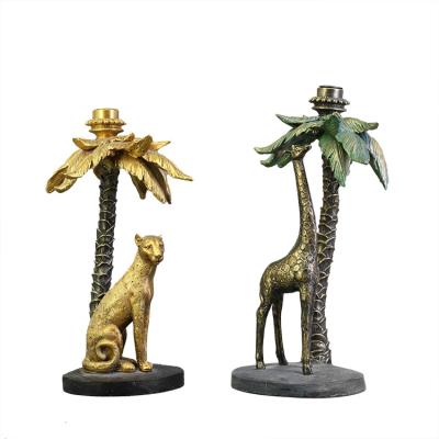 China Eclectic Modern Animal Giraffe and Home Gift Feng Shui Leopard Shaped Candle Holder Decor Statue for sale