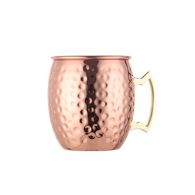 China Copper Plated Drum Shape Cocktail Cup Printing Pineapple Dot Hammer Mug Mule Moscow Tumbler Sale Copper Plated Mug for sale