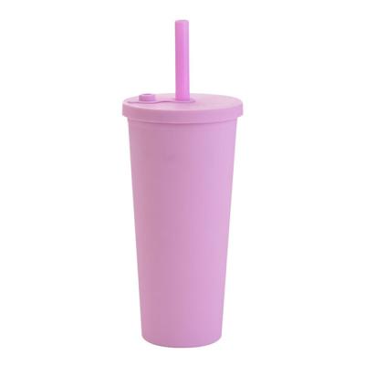 China Durable Matte Plastic Custom Reusable Cold Double Wall Acrylic Drink Tumbler Cups With Lid And Straw for sale