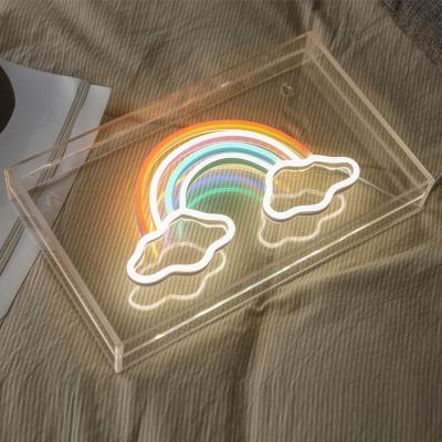 China Hard Hot sale neon box sign letters led wall decor multicolor rainbow led neon light box for room for sale