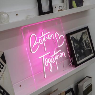 China Hard Hot Selling Good Quality Custom Pink Lighting Acrylic Neon Box For Better Together for sale