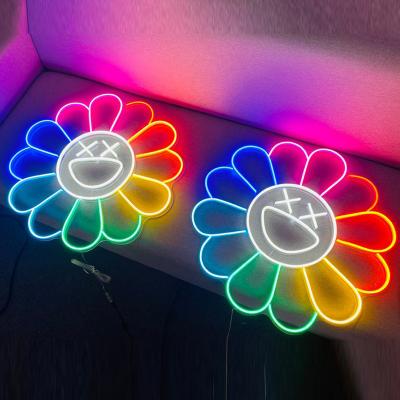 China Hard 2022 custom diesing flower led neon sign sunflower neon light for room deco for sale