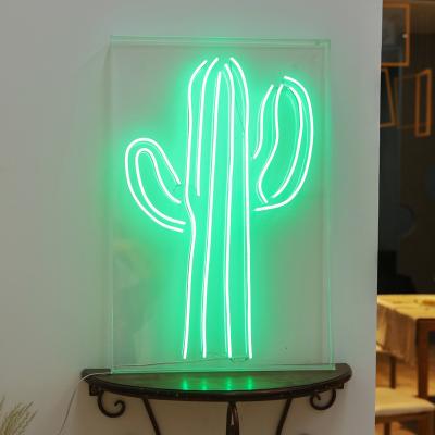 China Custom Neon Sign Hard Led Letters Cable Cactus Acrylic Neon Sign Box For Bedroom for sale