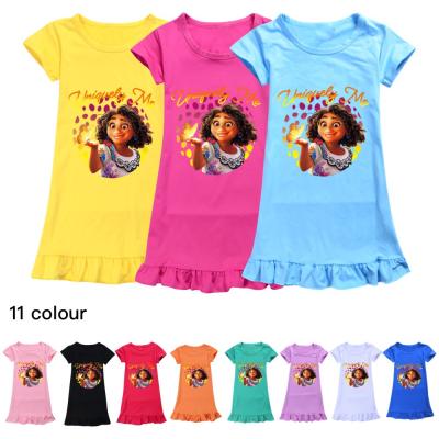 China Anti-Wrinkle Encanto Printed Kids Summer OEM Accept Designer Wholesale Girls Dress For Kids Pajama Skirt for sale