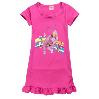 China Anti-wrinkle Jojo Siwa Printed Children Summer OEM Accept Designer Wholesale Girls Dress For Kids Pajamas Skirt for sale