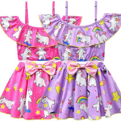 China New Fashion Kids QUICK DRY Swimsuit Set Unicorn Girls Skirt Two-Piece Set Kids Summer Dress for sale