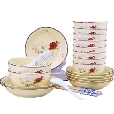 China Sustainable European Royal Classic Retro Dish Set Luxury Household Dinnerware Bowl And Dish Dinnerware Sets for sale