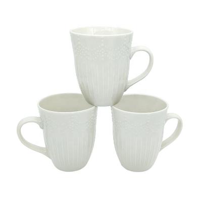 China Sustainable Factory Wholesale Ceramic 11oz Office Cup Coffee Mug Milk Ceramic Mugs With Emboss Printing for sale