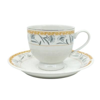 China Viable Wholesale Vintage Tea Cups And Saucers Set Porcelain Mugs Coffee Ceramic Custom Printed Logo Pattern for sale