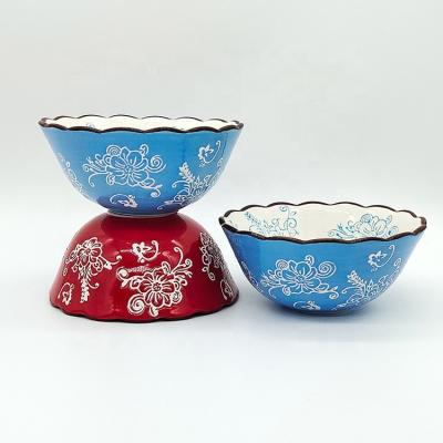 China Viable Bowl Maker Cereal Round Porcelain Salad Bowls Of Ice Cream Bowl Sets With Flower Printing Design for sale