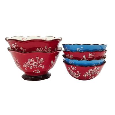 China New Design Silk Screen Printing Large Soup Bowl Salad Bowl Set Viable Ceramic Tableware Sets for sale