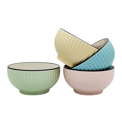 China Factory Direct Sustainable Custom Modern Relief Embossed Colored Under Glazed Porcelain Premium Ceramic Bowl Small Rice Bowl for sale