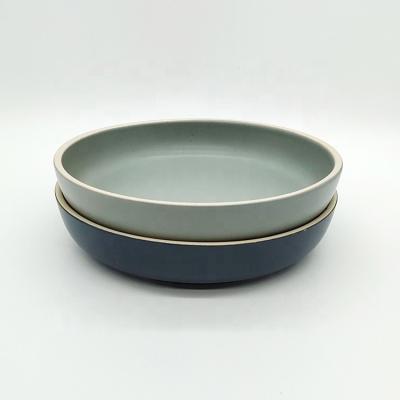 China New Design Viable Ceramic Matt Ceramic Hotel Hotel Salad Bowl Maker Black Dinner Dishes Sets For Daily Use for sale