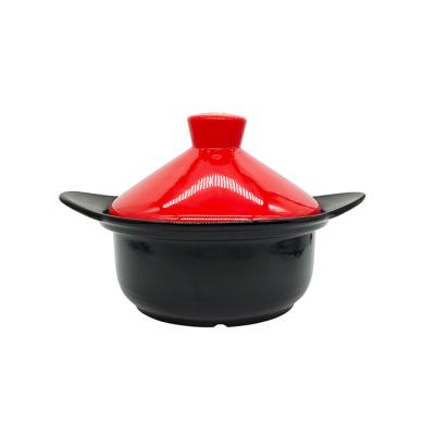 China Viable suitable for all kinds of gas stove household custom color soft red ceramic casserole soup pot saucepan with lod for sale