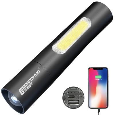 China Super Bright Emergency 4 Modes LED Tactical Flashlight With Aluminum COB Marker Light Recharging Flashlight For Emergency Camping for sale