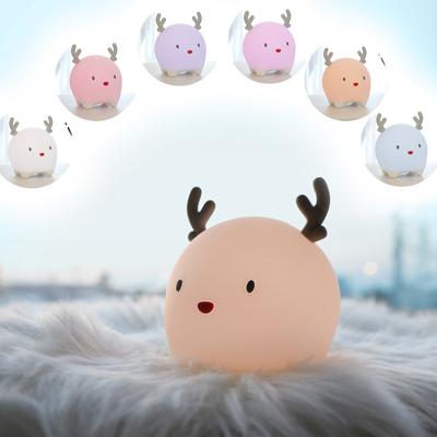 China Modern Cute LED Pet Deer Silicone Night Light USB Charging Pat Night Light Timing Sleeping Bedroom Bedside Atmosphere Light Gift for sale