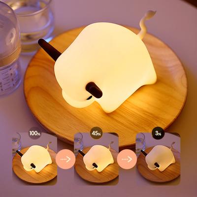 China Luxury Light USB LED Silicone Night Light Powered CowTouch Sensor Kids Baby Bedside Sleep Night Lamp Soft Animal Dimming for sale