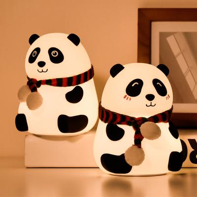 China Modern Led Colorful Cartoon Silicone Lamp Panda USB Rechargeable Touch Sensor Silicone Lamp Bedroom Bedside Lamp For Kids Children for sale