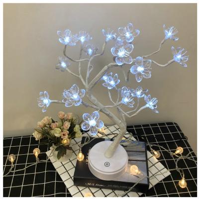 China Home Office USB / Battery Operated Cherry Plum Blossom Tree Lamp Christmas Gift Copper Wire Table Lamp for Party Room Holiday Fairy Decoration for sale