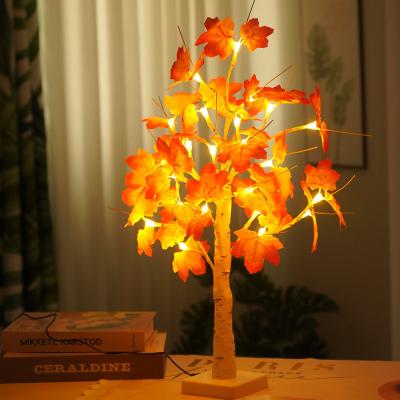 China Modern USB and 24 LED White Birch Maple Leaf Maple Leaf Tree Light Battery Operated Artificial Bonsai Tree Table Lights for Home Decor for sale