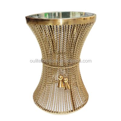 China (Other) adjustable round tea corner table for living room gold mirror glass side tables for sale