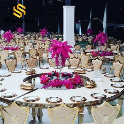 China Adjustable (Other) Wedding Furniture Gold Stainless Steel Party Tables for sale