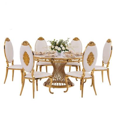 China (Other)Adjustable antique Indian style 6 seater dining table set with marble top for sale