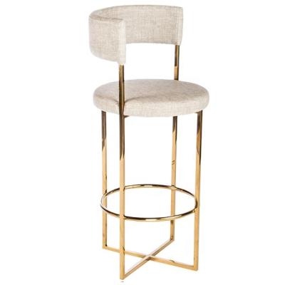 China High Gold Stainless Steel Legs Metal Frame Modern Luxury Party Velvet Bar Stool for sale