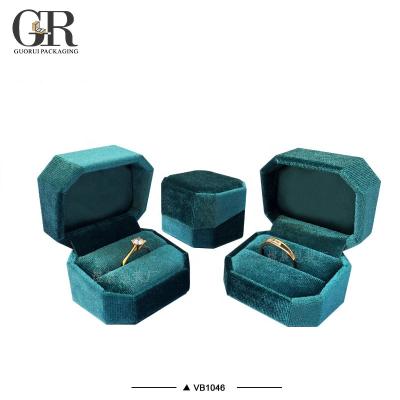 China GuoRui Jewelry Gift Box Octagonal Ring Display Velvet Ring Box Ring Packaging Jewelry Box for sale